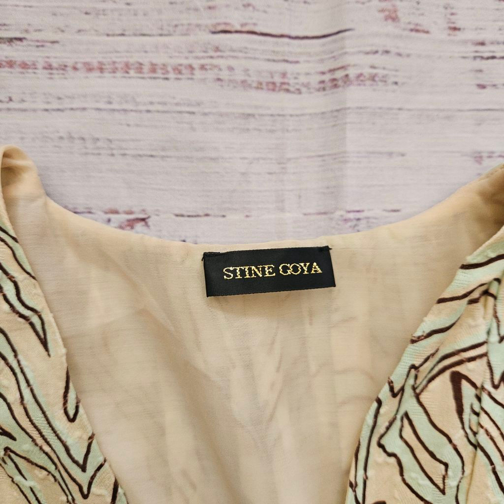 Stine Goya Claudia Dress Graffiti Zebra Green Cream Mini Womens Medium - Picture 2 of 6